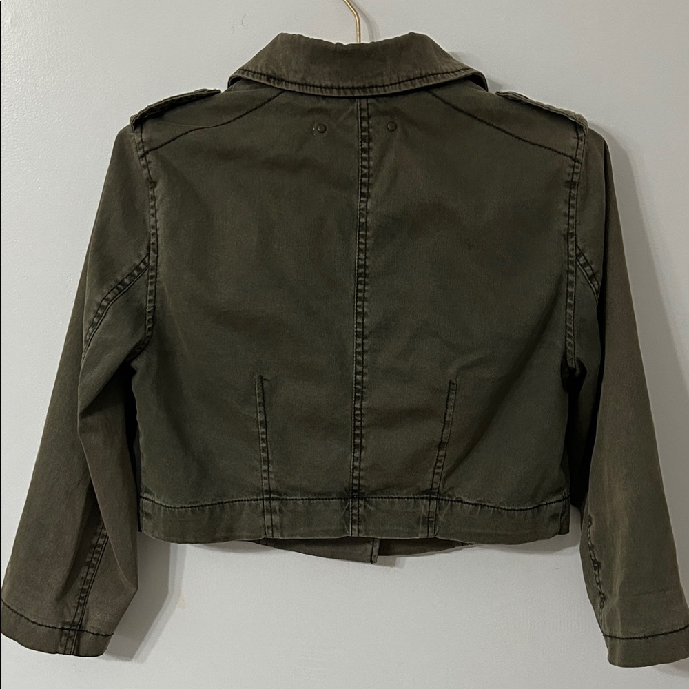 Heihei Anthropologie Jacket Women's 2 Olive Green Utility Cropped Military Style - Picture 5 of 15